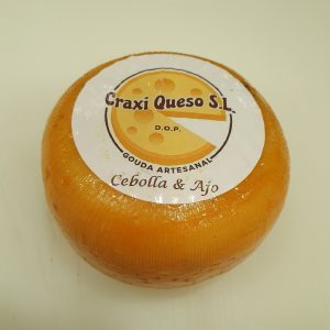 Queso cebolla ajo kilo rueda, queso gouda Holandés artesano de leche cruda de vaca pequeña rueda de queso gouda de granja con un peso de ±1000 gramos