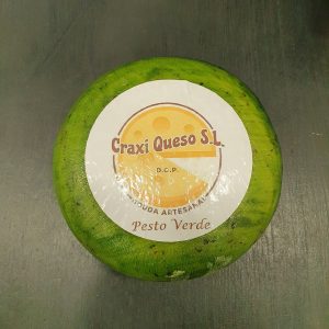 Queso pesto verde medio kilo, queso gouda Holandés artesano pequeña rueda de queso gouda de granja con un peso de 500 gramos