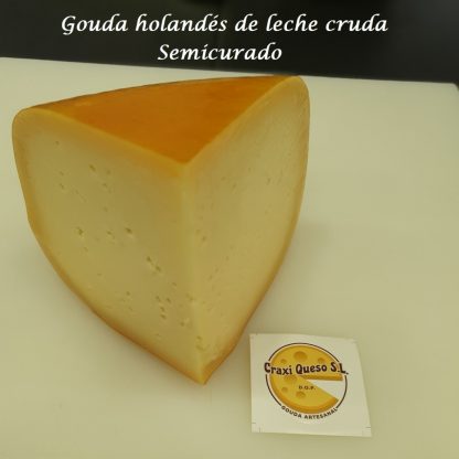 Queso semicurado de 1 kg aprox, cuña de queso Gouda artesano de Holanda. Queso Gouda de vaca, elaborado con leche fresca cruda