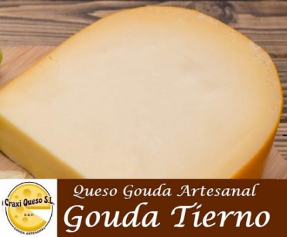 Cuña de queso tierno, queso Gouda artesano elaborado en la granja quesera de los Países Bajos