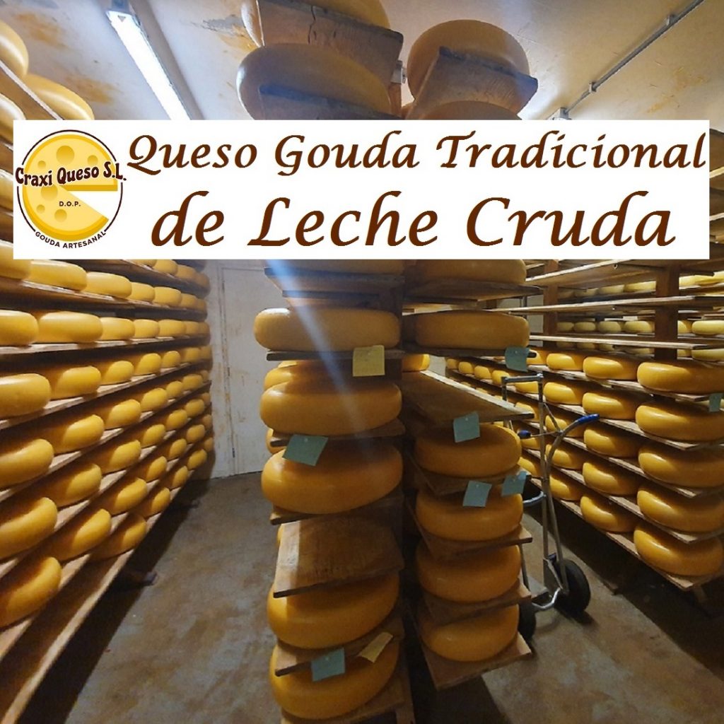 El queso Gouda de ganadero es el queso Gouda holandés original hecha con leche de vaca no pasteurizada en la granja quesera con el Sabor Auténtico del Queso Gouda