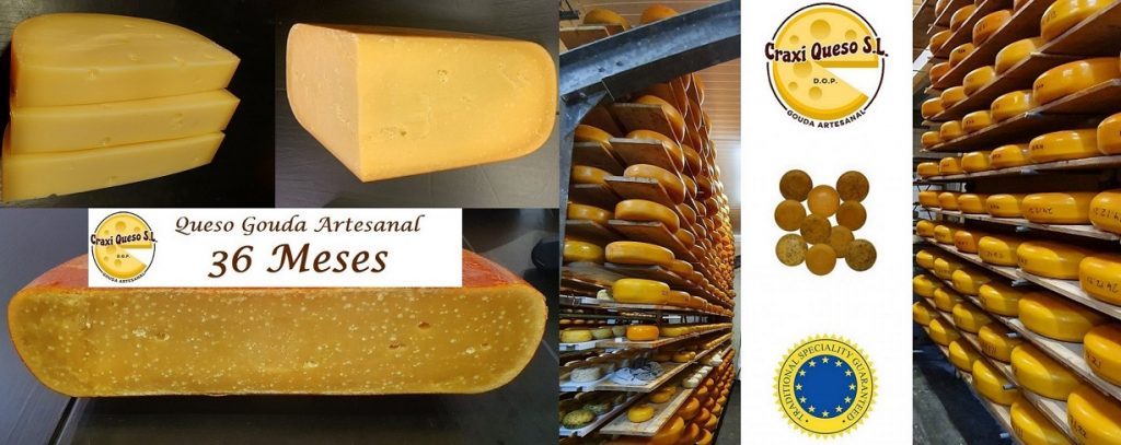 Gran variedad de quesos holandeses artesanales. Gouda de leche cruda de vaca.
