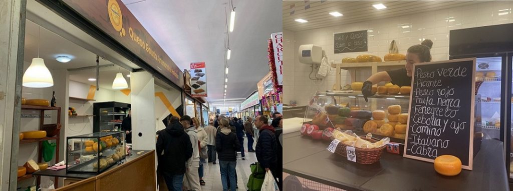 Quesos holandeses de Leche de vaca no pasteurizada. Gouda artesanal holandés natural y Gouda con hierbas aromáticas.