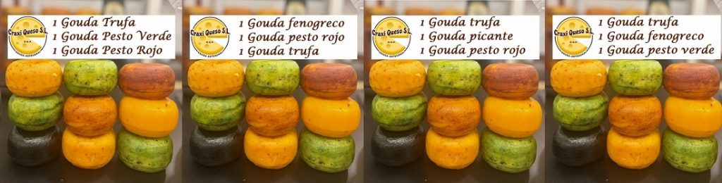 Queso Gouda con trufa en pack combinado de 3 unidades. Queso Gouda artesanal de pequeño formato con sabor: para disfrutarlos uno mismo o como un regalo perfecto.