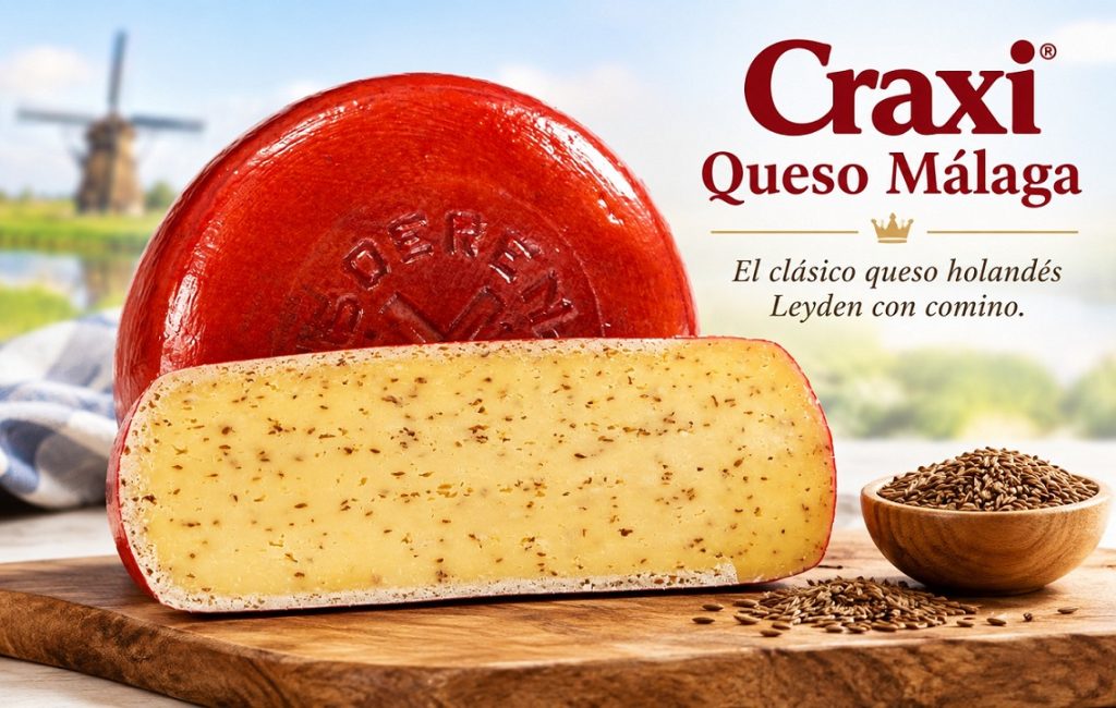 Queso Leyden (Leidse kaas) con comino a la venta en Craxi Queso, la quesería especializada en quesos holandeses artesanales en Málaga o compra online en España.
